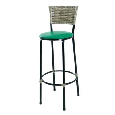 Imagem de Banqueta Alta com Assento em Napa, Fibra Sintética, Cor Capuccino (VERDE)