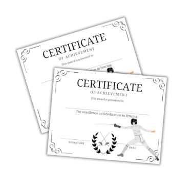 Imagem de Prêmio Certificado de Realização de Esgrima Pacote com 30 unidades 21,6 x 28 cm Medalha Clube Troféu Esportes Instrutor Espada Lutas Torneio Coach Vencedor Lugar