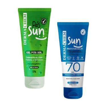 Imagem de Kit Protetor 70 Fps Não Oleoso  E Pós Sol Refrescante Verao - Dermache