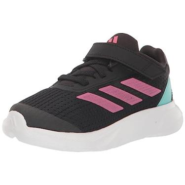 Imagem de adidas Tênis infantil Duramo SL de renda elástica, Core Black/Pink Fusion/Branco, 17