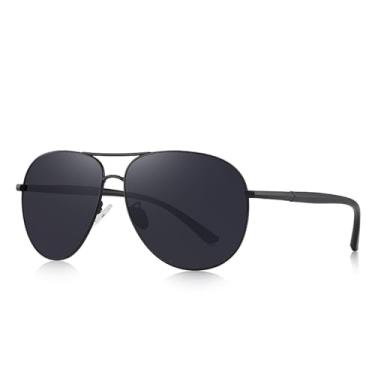 Imagem de HCPIHF Armação de óculos masculina polarizada para dirigir pernas proteção UV400 (C01 preto)