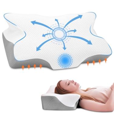 Imagem de Anvo Almofada cervical para alívio da dor no pescoço, travesseiros de espuma viscoelástica para dor no pescoço e ombro, design ergonômico ortopédico para dormir, adequado para dormir nas costas e no