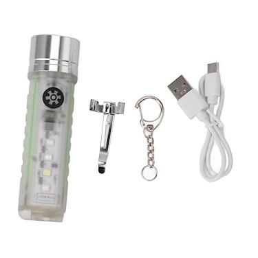 Imagem de Lanterna de chaveiro pequeno tipo USB tipo C Recarregável IP65 LED à prova d'água Mini lanterna de chaveiro com vários modos de iluminação Base magnética para camping ao ar livre