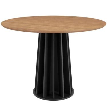 Imagem de Mesa De Jantar Redonda Pés Ripado Orgânico 105cm Ceci D03 Freijó Preto Fosco - Lyam Decor