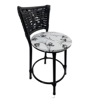 Imagem de Kit banqueta baixa de junco cozinha americana gourmet bistrô - FortMix