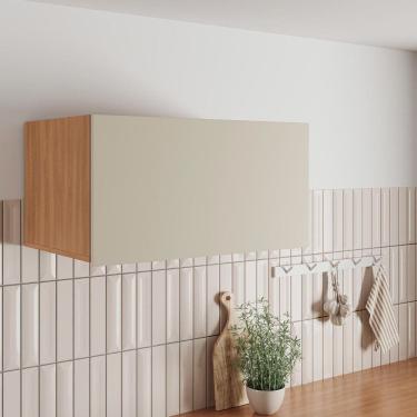 Imagem de Armário Aéreo 1 Porta Basculante 80cm Aroeira Cabecasa Madeiramadeira Cinza Sereno/Cedro