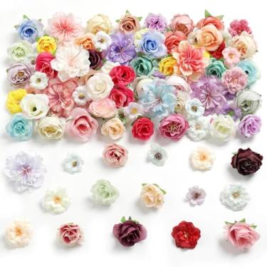 Imagem de YiYunFloral 102 peças de rosas de seda pequenas flores multicoloridas mistas rosas artificiais para centros de mesa de casamento, boné de formatura, topo de bolo, artesanato faça você mesmo