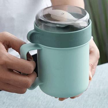 Imagem de TOPINCN Sopa Isolada Copo de 500 Ml de Alimento Térmico Jarra Portátil Sopa de Plástico Portátil Recipiente de Sopa Com Tampa e Colher para a Escola de Escritório (301-500ml Verde)