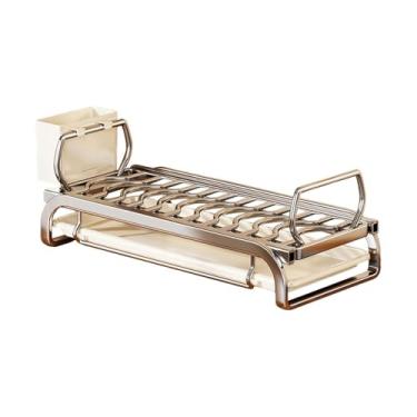 Imagem de Fenteer Escorredor de pratos, escorredor de pratos, de tigelas com e suporte para utensílios para apartamento, L