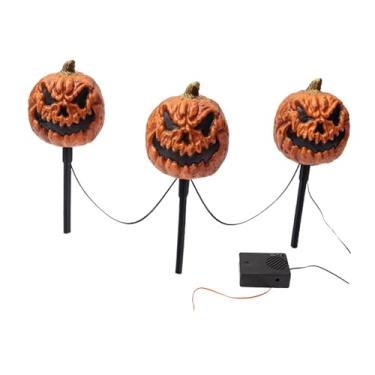 Imagem de WeiLaiKeQi Luzes de abóbora, luzes de caminho, enfeites, lanterna assustadora, decoração de Halloween para gramado, jardim, feriado, pátio externo