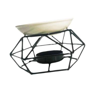 Imagem de Baoblaze Queimador de óleo essencial, suporte para velas, decoração de fragrâncias, presente, forno doméstico, aquecedor de aroma, tigela de cerâmica para, Preto
