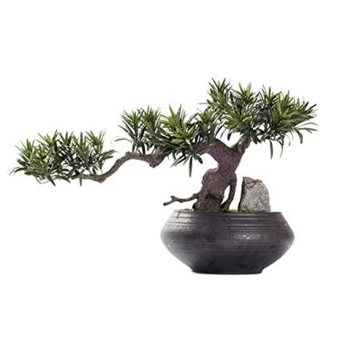 Imagem de Plantas artificiais, bonsai artificial, zimbro, plantas falsas, decoração de interior com vasos de cerâmica, interior e exterior, decoração Feng Shui, bonsai artificial