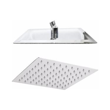 Imagem de Chuveiro Ducha Slim Quadrado Metal 40X40Cm Com Braço De Teto