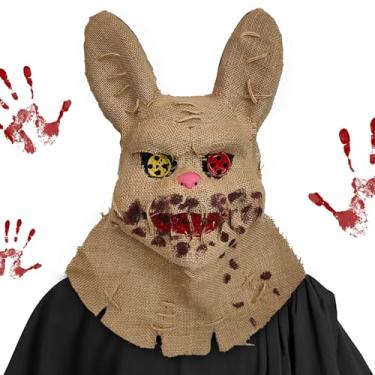 Imagem de Habbiful Halloween Mask, Creepy Bunny Burlap Mask for Halloween Birthday Party Decoration Scary Rabbit Head Cover Bloody Horror Mask for Men Women Cosplay Props