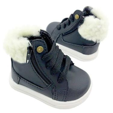Imagem de Botinha Sapatinho Infantil Unissex Com Pelinhos Preto, 19