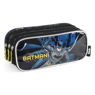 Imagem de Estojo Escolar Infantil Triplo Batman Ei41305bm Azul Preto - Maxlog
