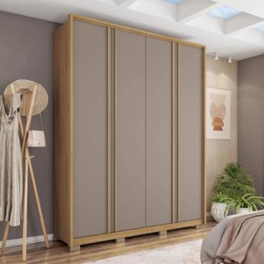 Imagem de Guarda Roupa Orbit Solteiro com 4 Portas de Bater e 3 Gavetas MDF Buri