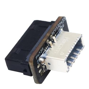 Imagem de ZZHXSM Adaptador USB para painel frontal adaptador de cabeça C vertical 3.1 tipo E chave A para 3.0 conversor de cabeça de 20 pinos para placa-mãe tipo C preto