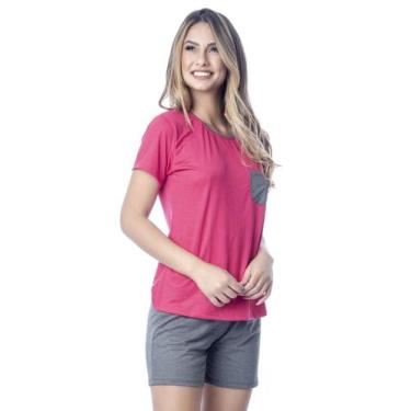 Imagem de Pijama Verão Malha PV Pijama Short Blusa Baby Look - Rosa - Sou Gata e