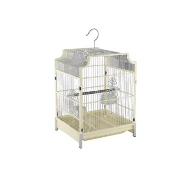 Imagem de YAYAOVP-24927 Gaiola de pássaro gaiola de metal de nível único quadrada gaiola decorativa para papagaios e canários gaiola doméstica, branca. Gaiola de pássaro econômica papagaio periquito arara