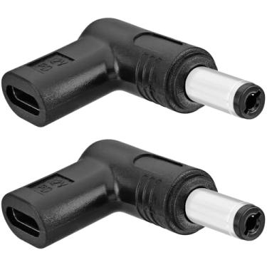 Imagem de Yeebline 2 peças USB tipo C para 12 V DC5521 adaptador de carregador conector de alimentação, ângulo de 90 graus fêmea USB C para macho DC 5,5 mm x 2,1 mm plugue de carregamento conversor para