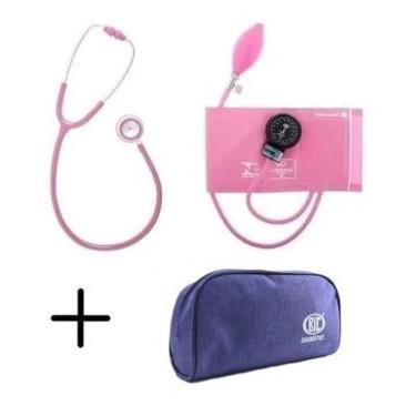 Imagem de Aparelho Pressão Esfigmomanometro Com Esteto Duplo Bic, Rosa