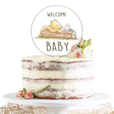 Imagem de Winnie Baby Shower Cake Topper, The Pooh Baby Shower Decor, Winnie Babies Parties Welcome Baby Acrylic Cake Toppers, Pooh Party Decorations, Babies Gender Reveal Birthday for Boys Girls