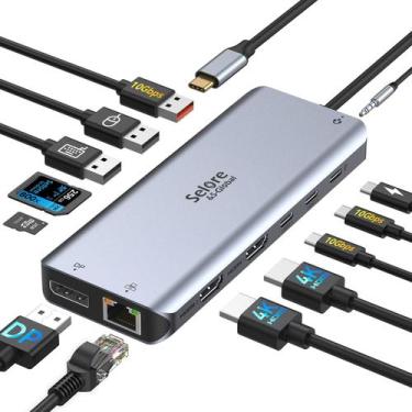 Imagem de Estação de ancoragem para laptop Selore Dual Monitor USB C Hub HDMI - 