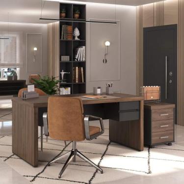 Imagem de Conjunto Mesa 1600, Gaveteiro e Módulo De Gavetas Cor Charuto com Pret