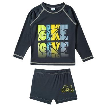 Imagem de Conjunto Praia Infantil Proteção UV Bike Camuflada Chumbo Tip Top-Masculino