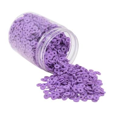 Imagem de Mandala Crafts Kit de contas de argila de polímero lavanda de 4 mm para pulseiras da amizade - 6000 contas de lavanda Heishi contas de disco para fazer joias espaçadores redondos - contas planas para