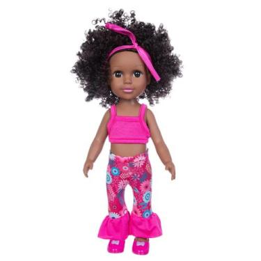 Imagem de Black African Black Baby Cute Curly Black 35cm Vinyl Baby Toy - HUOGUO
