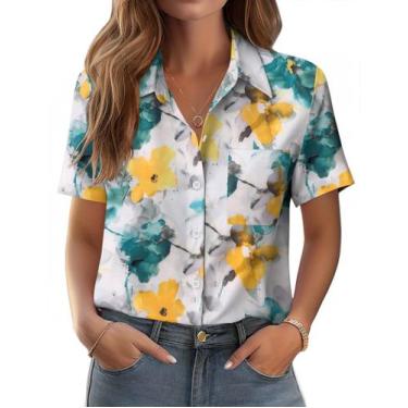 Imagem de Blusa feminina Zeagoo com estampa floral havaiana de poliéster