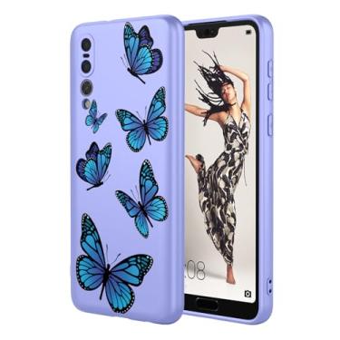 Imagem de HTXWXJC Capa de telefone para Huawei P20 Pro, CLT-L09, CLT-L29 capa à prova de choque flexível bumper TPU capa macia padrão borboleta capa de telefone para Huawei P20 Pro borboleta roxa