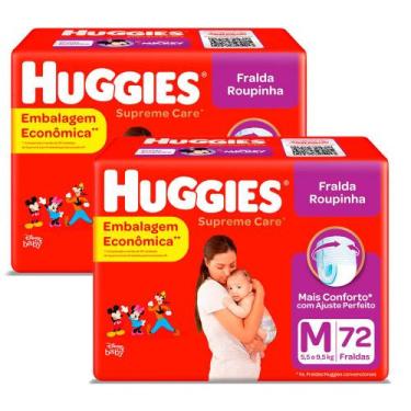 Imagem de Kit 2 Fralda Roupinha Huggies Supreme Care Tamanho M Pacote Hiper 72 F