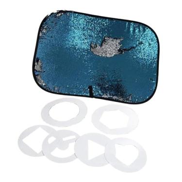 Imagem de Esquirla Parede de lantejoulas, tecido de lantejoulas brilhantes com estênceis de formas, brinquedo sensorial de grafite faça você mesmo para crianças, meninos, Azul