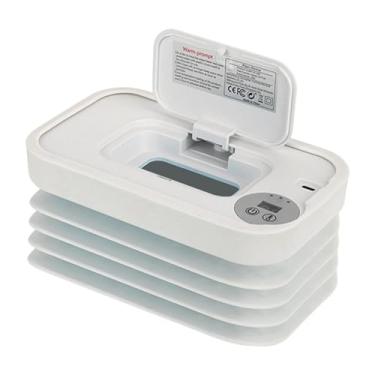 Imagem de MERIGLARE Aquecedor de lenços umedecidos e dispensador de lenços umedecidos, máquina de aquecimento de umedecidos, aquecedor de fraldas portátil para viagens de, Branco