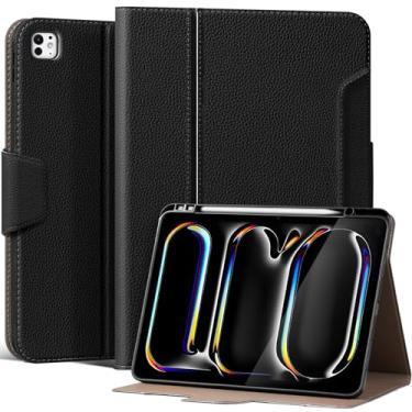 Imagem de XFYKJIN Capa para iPad Pro de 13 polegadas (M4) versão 2024, capa fólio de couro premium com despertar/hibernar automaticamente, suporte para Apple Pencil, suporte multiângulo e fecho de fivela seguro