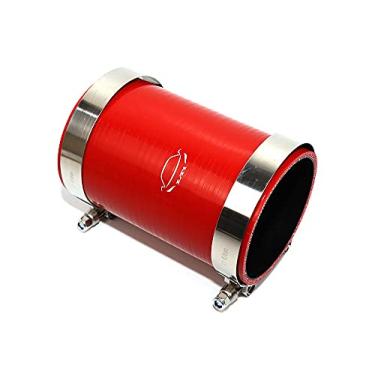 Imagem de LTI Acoplador universal de 15,24 cm de comprimento com 4 camadas, reforçado, alto desempenho, 8,89 cm, ID de mangueira de silicone reto com braçadeira de parafuso T em aço inoxidável 304 (vermelho 8,89 cm)