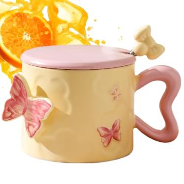 Imagem de Rrlihjgu Digital Clock Keychain,350 Ml Cerâmica Chávenas de Café,Louça Artigos para Bebidas com Aça e Tampa | Presente para Aniversário Natal Mães Amigas Cozinha