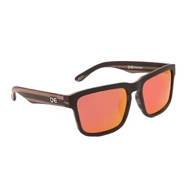 Imagem de Optic Nerve Óculos de sol unissex polarizados Mashup – Proteção UVA/UVB, tons leves para atividades ao ar livre, madeira preta – cinza com lente espelhada vermelha