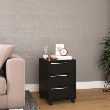 Imagem de Gaveteiro Maia 3 Gavetas Preto Politorno Móveis