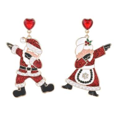 Imagem de Madison Tyler Brincos de Natal para mulheres | Natal laço vermelho Noel Papai Noel urso rosa meias casa quebra-nozes doce gorro suéter homem pão de gengibre expresso brincos martini joias de férias