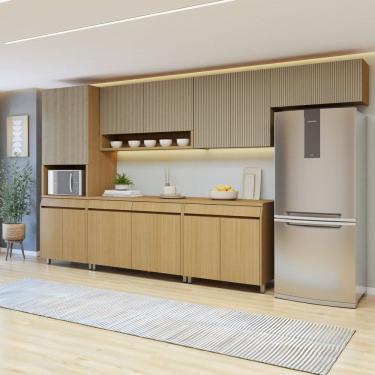 Imagem de Cozinha Completa Modulada 6 Peças 13 Portas 6 Gavetas 100% Mdf Marrom