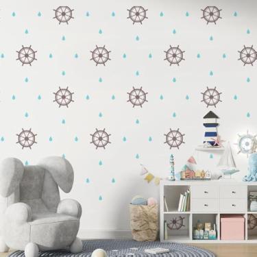 Imagem de Adesivo de Parede Infantil Marinheiro 04 Timão náutico clássico, tema marítimo para quarto de bebê