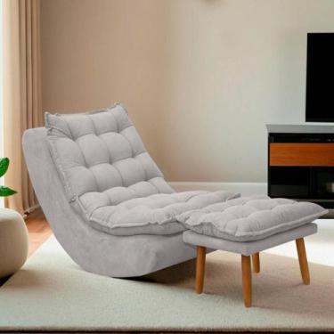 Imagem de Poltrona Decorativa Melissa Balanço Estofada E Puff Bouclê - SOFA STOR