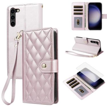 Imagem de Furiet Capa carteira para Samsung Galaxy S23 Plus S23+ 5G com protetor de tela e alça de pulso destacável de couro de luxo com ranhuras para celular S23plus 23S + S 23 23+ SM-S916U 16.8 cm ouro rosa