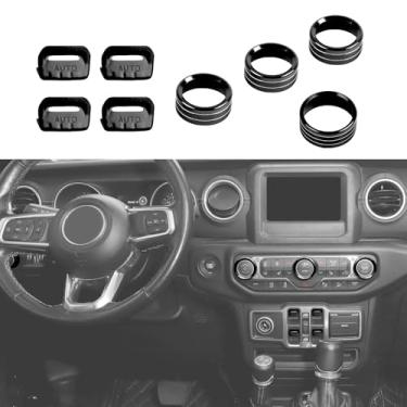 Imagem de CheroCar Capa de botão de interruptor de janela, tampa do botão do interruptor de farol, capa de rádio e ar condicionado, adequada para Jeep Wrangler JL JLU Gladiator JT 2018-2025, acessórios
