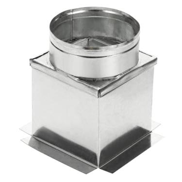 Imagem de PATIKIL Caixa de registro de teto reta HVAC, 15 cm x 15 cm x 15 cm, caixa de dutos de aço galvanizado, conector de ventilação para difusor de saída de ventilador de ar condicionado, HVAC, serve para