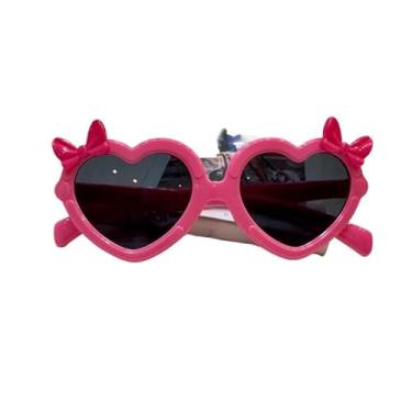 Imagem de óculos De Sol infantil modelo coração com laço pra menina(Rosa)
